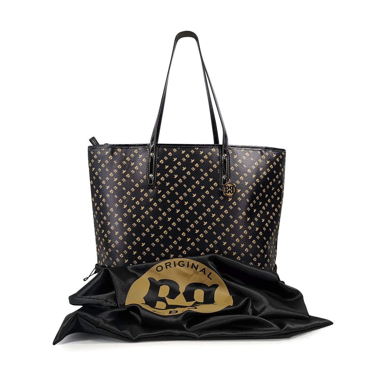 Cocoa Black & Beige M3 Motif Faux Leather Tote Bag