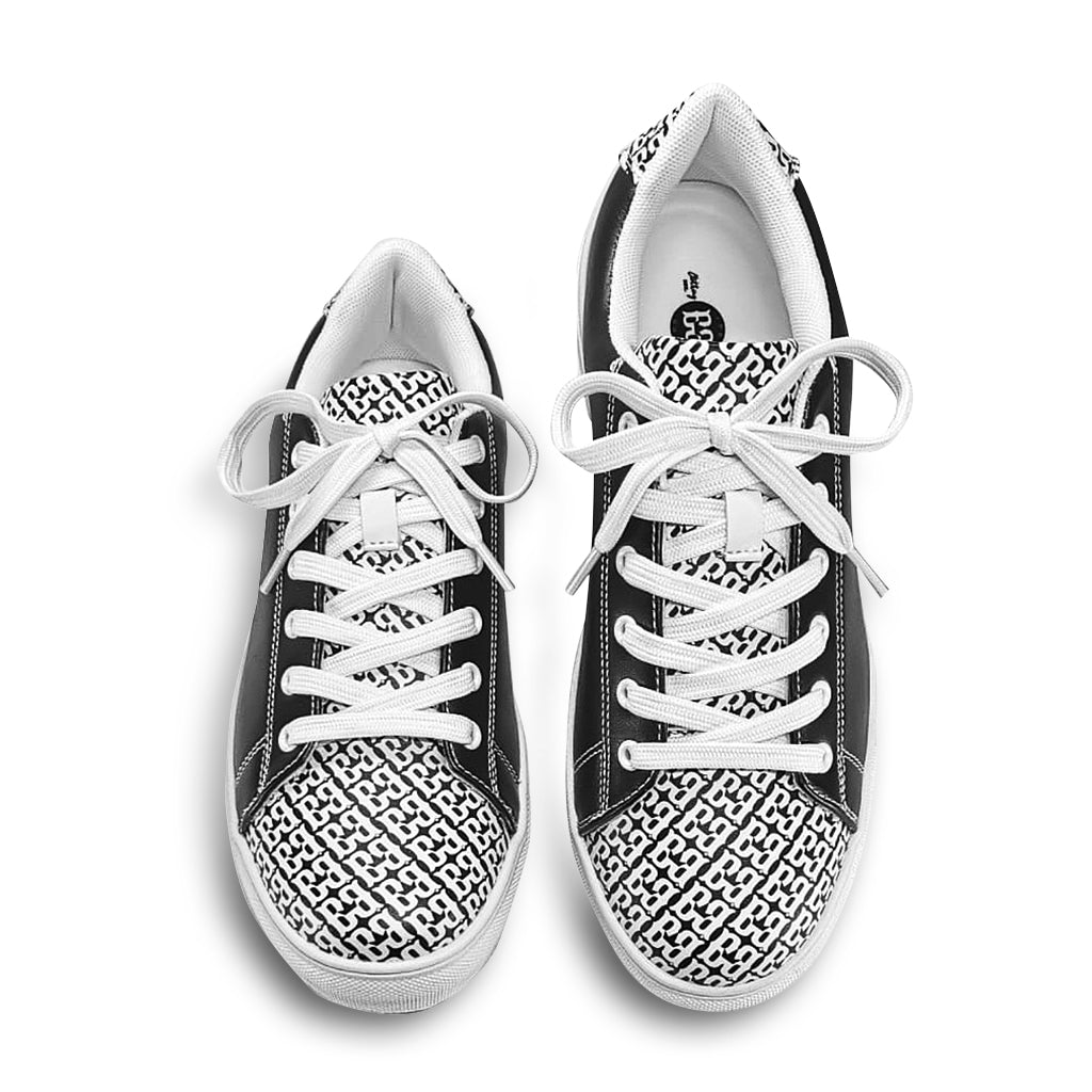 Black & White Ground Breaker (PU) Faux-Leather Casual Sneakers
