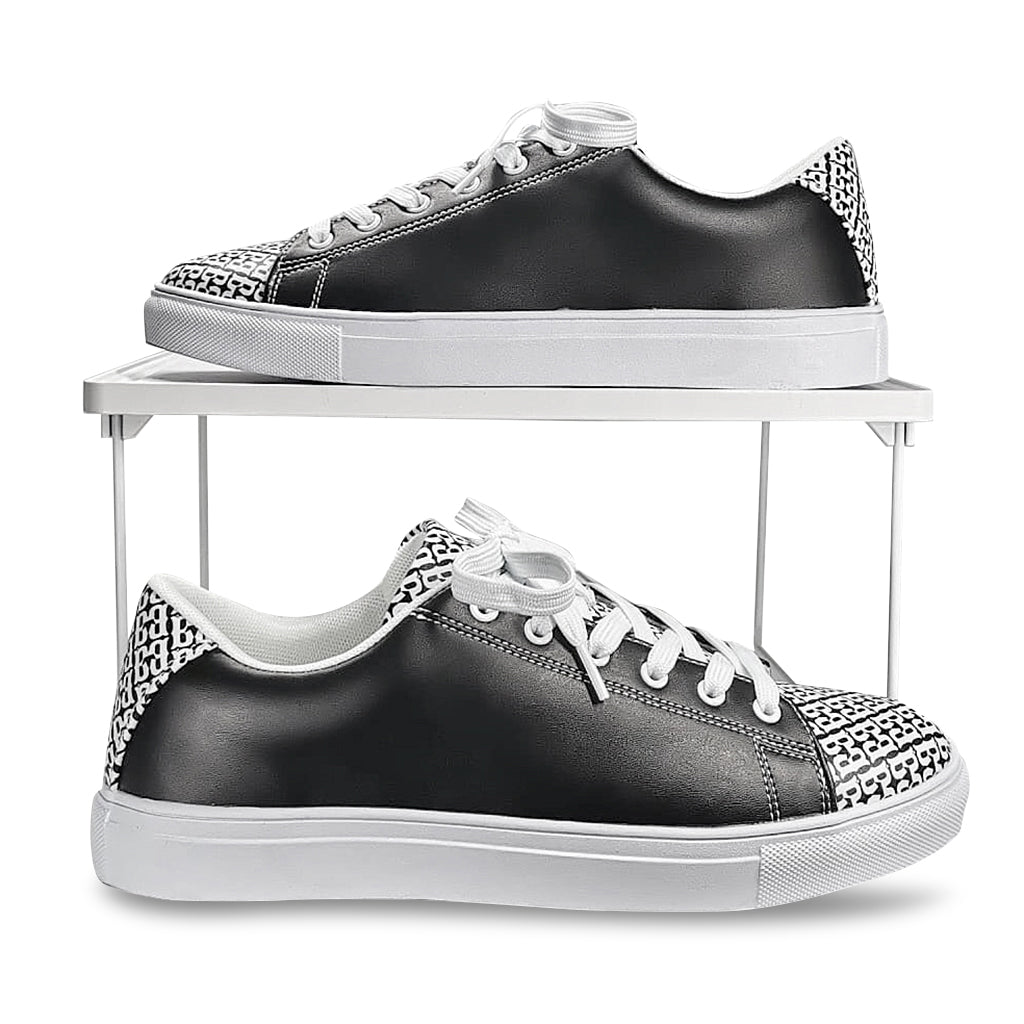 Black & White Ground Breaker (PU) Faux-Leather Casual Sneakers