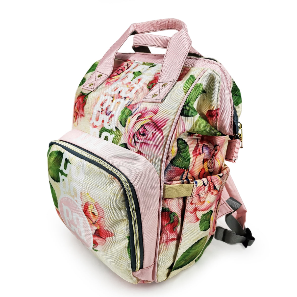 White Lynx Roses are Red Pink Floral Rucksack